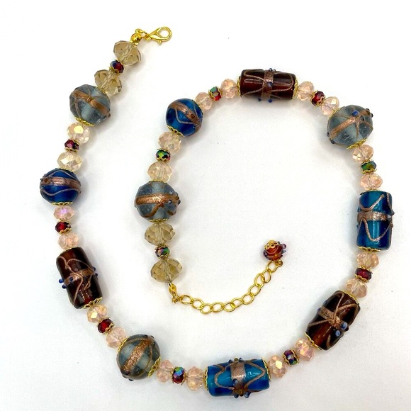 Artisan Handcrafted Handmade Multicolor Wedding Cake Glass Beaded Necklace - Picture 1 of 8